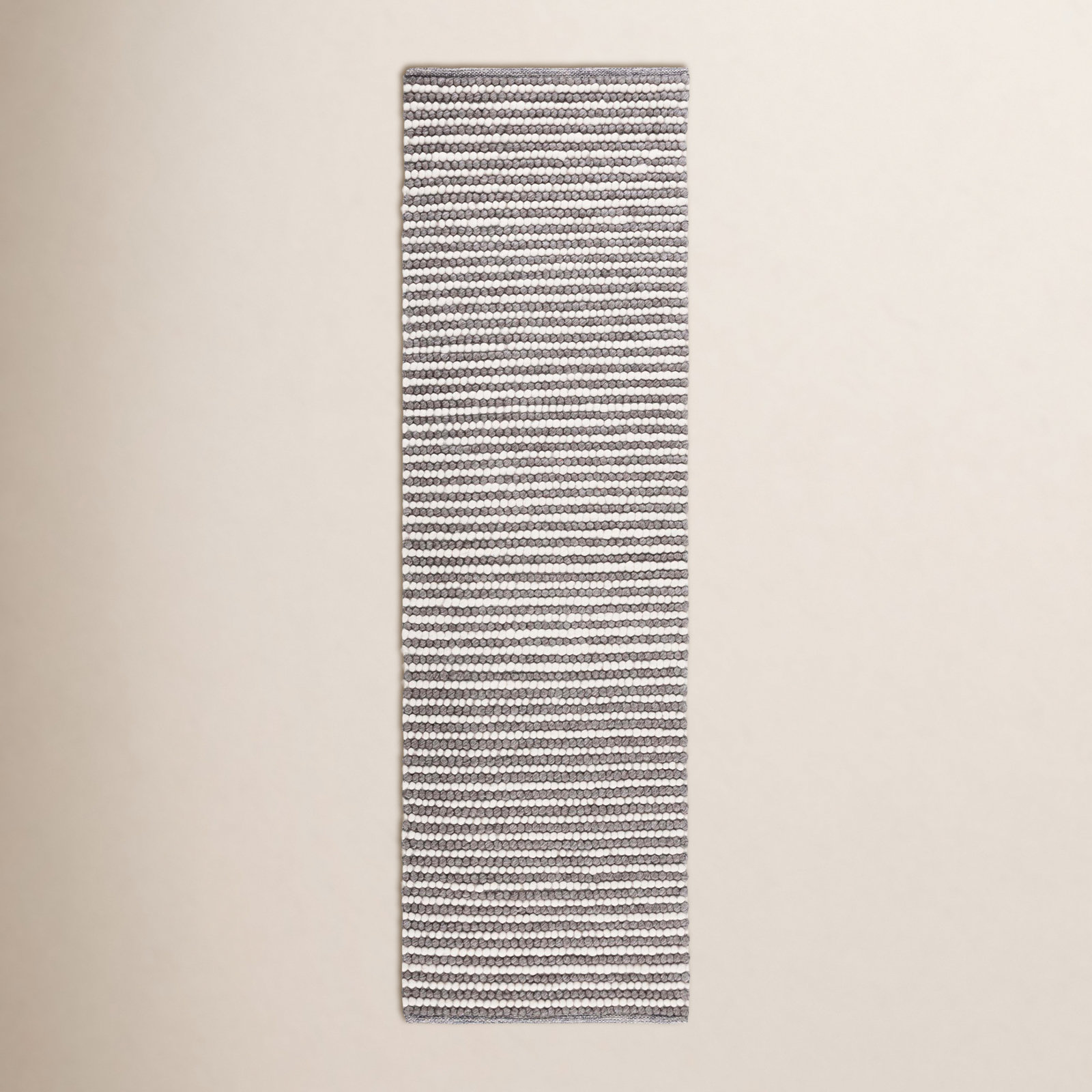 Cleodora Ivory Dark Brown Hand-Woven Chevron Rug, Runner 2'3" x 8'