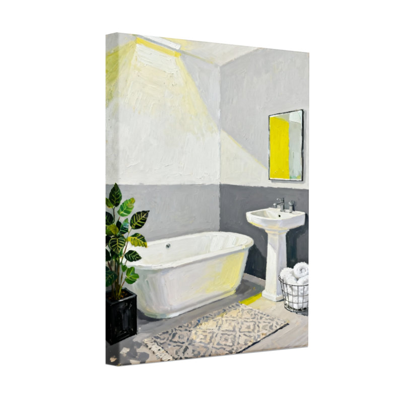 Bain moderne avec plante et miroir Bath & Laundry, H 18 po x l 12 po