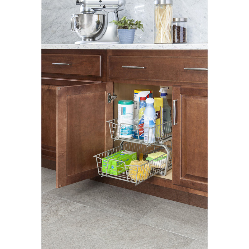 Two-Tier Nickel Pull Out Cabinet Organizer, 12.11"