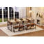 Ensemble de table et de chaises pour 4 personnes, comprenant une table de cuisine, deux chaises, un banc et des tiroirs de rangement, style rétro marron.-1872363040