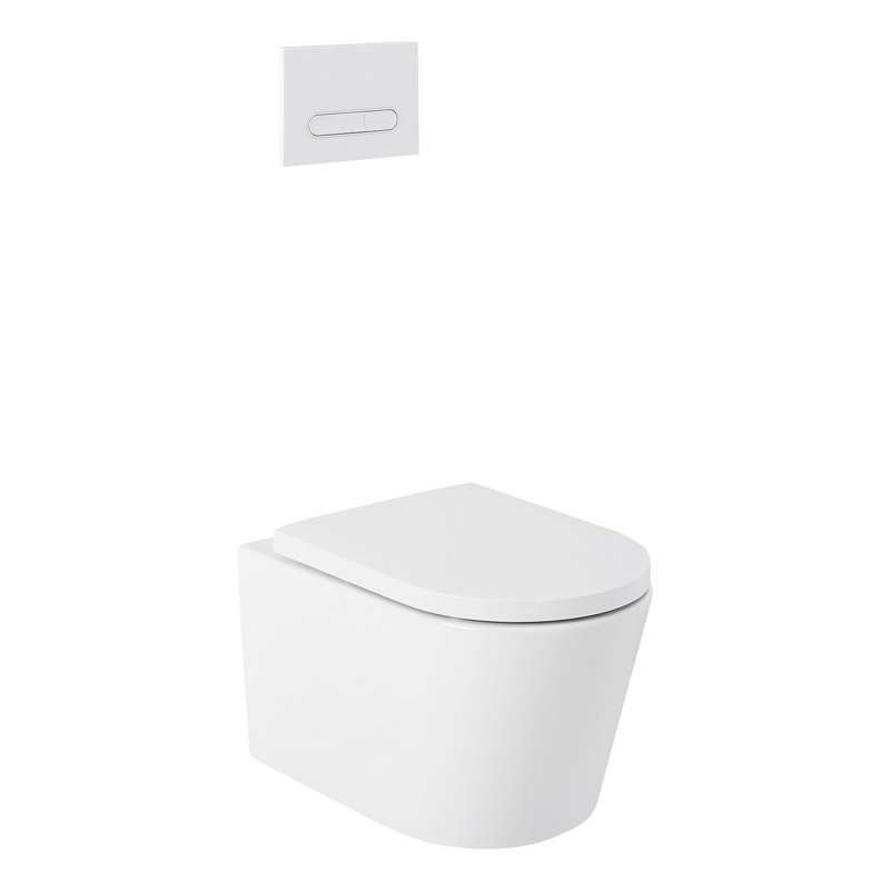 Arnelle Dual Flush Wall Mounted One Piece Elongated Chair Height Toilet with Actuator Plate Flush, White