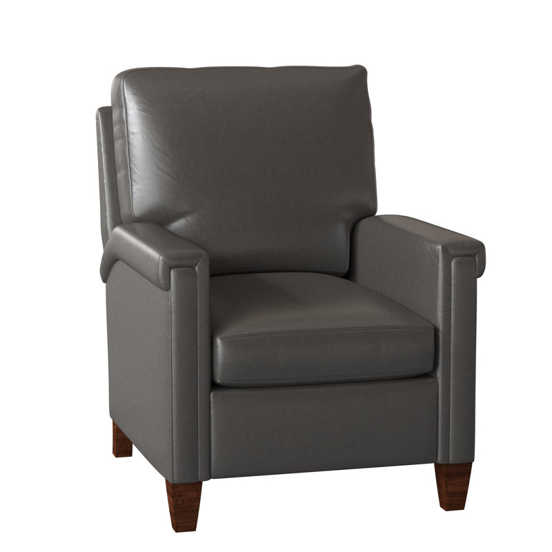 Kara 32" Wide Faux Leather Standard Recliner, Outsider Raven Genuine Leather, Mahogany, Power