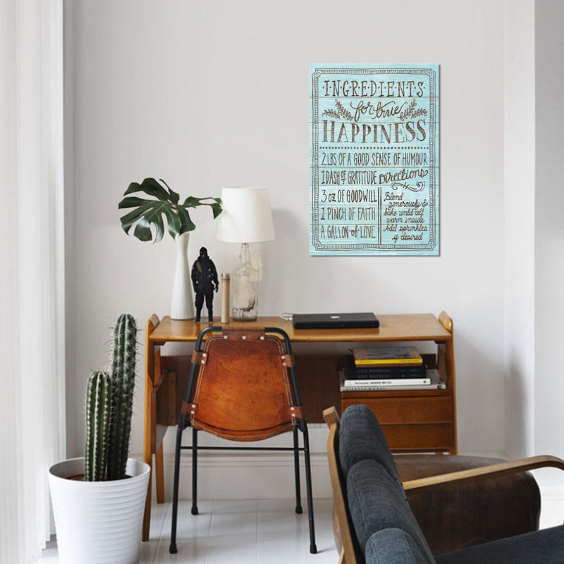 «Ingredients for Life II», art textuel sur toile, H 12 po x l 8 po x P 0,75 po