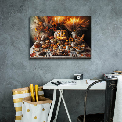  'Halloween Centerpiece Fall Theme' by Rey Klimt Canvas Wall Art, 26" x 18"