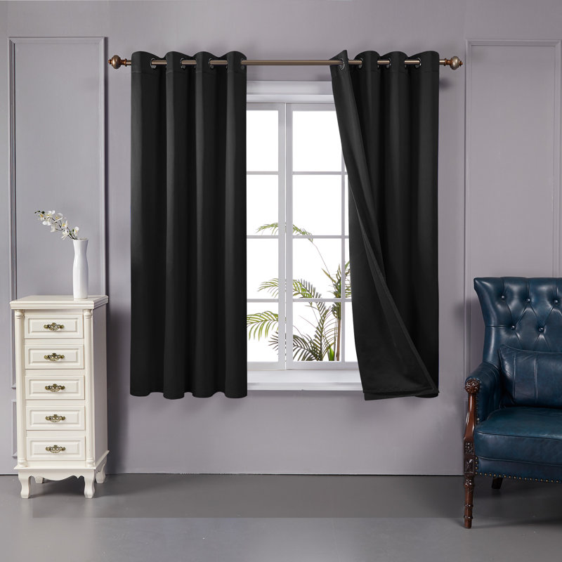 Harjot Room Darkening Curtain Pair, 52" W x 63" L, Black