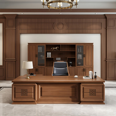 102.36"New Chinese-style brown solid wood executive desk