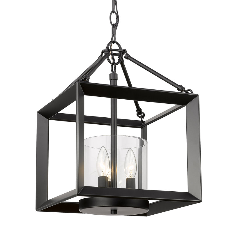 Averee 3 - Light Lantern Pendant, Clear Glass, Matte Black