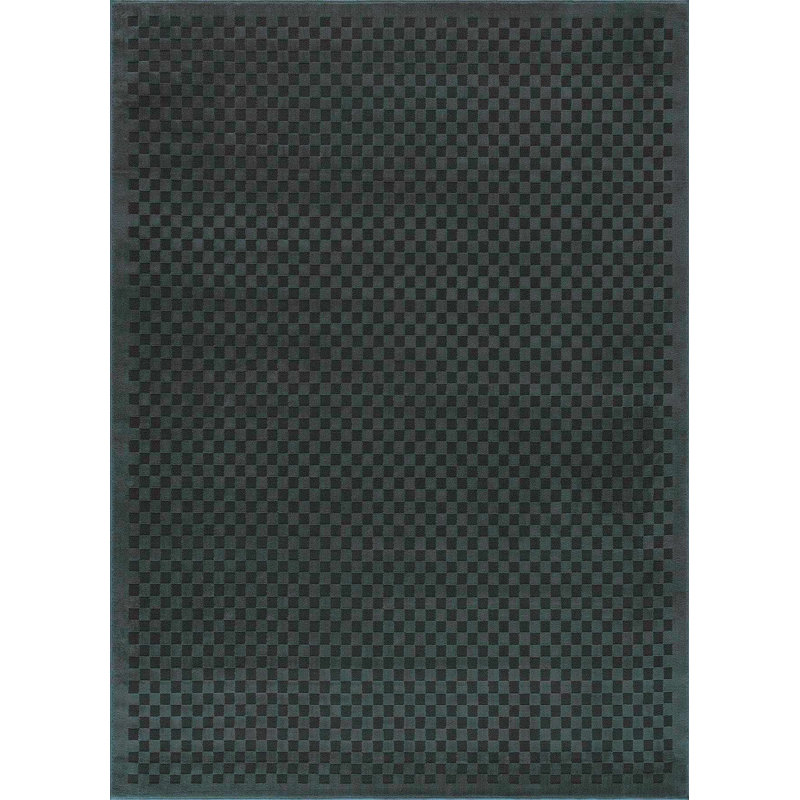 Chaki Distin Machine Washable Oil Green / Dark Gray / Black Area Rug, Rectangle 9'2" x 12', Blue