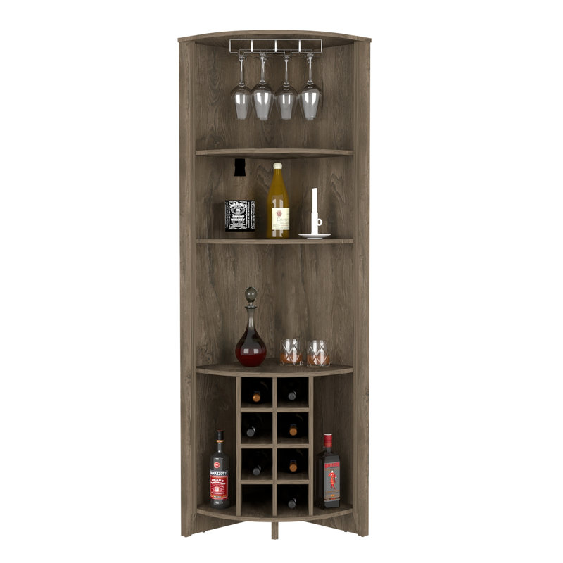 Bar d'angle avec 8 casiers à vin, Brun foncé