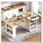 Îlot de cuisine 59,5 po avec table de salle à manger extensible, table de rangement de cuisine avec rangement double-face, îlot de cuisine avec 2 tiroirs, prise de courant, tablettes latérales ouvertes, pour la cuisine
