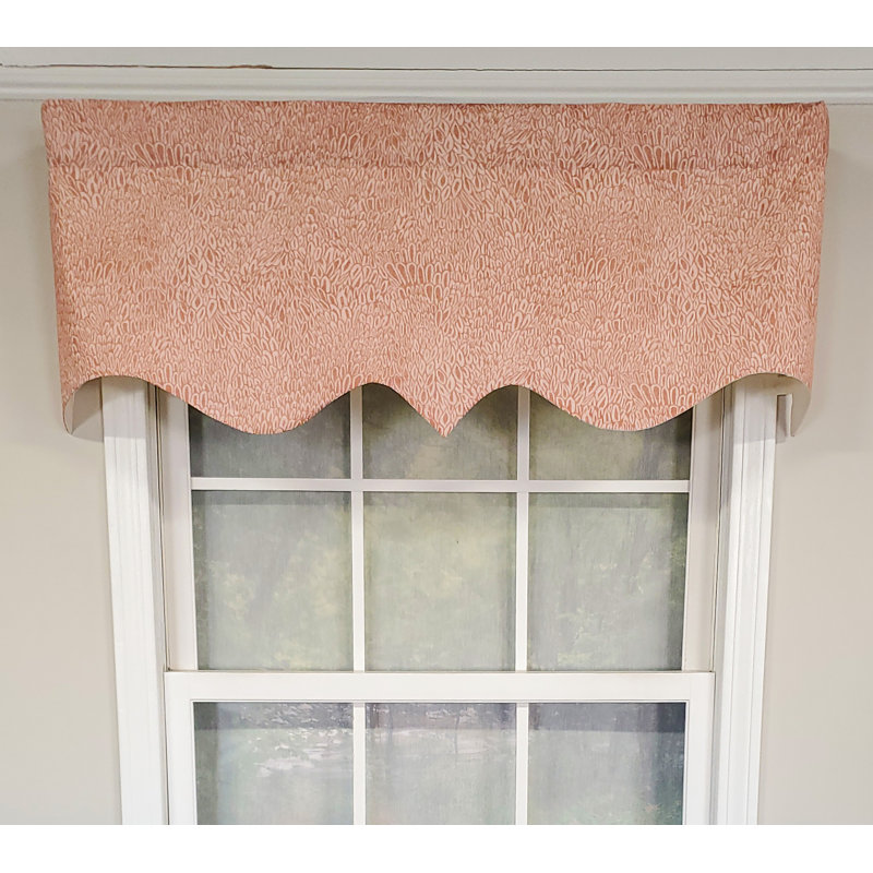 Miramar Cotton Blend Paisley Scalloped Window Valance, Coral