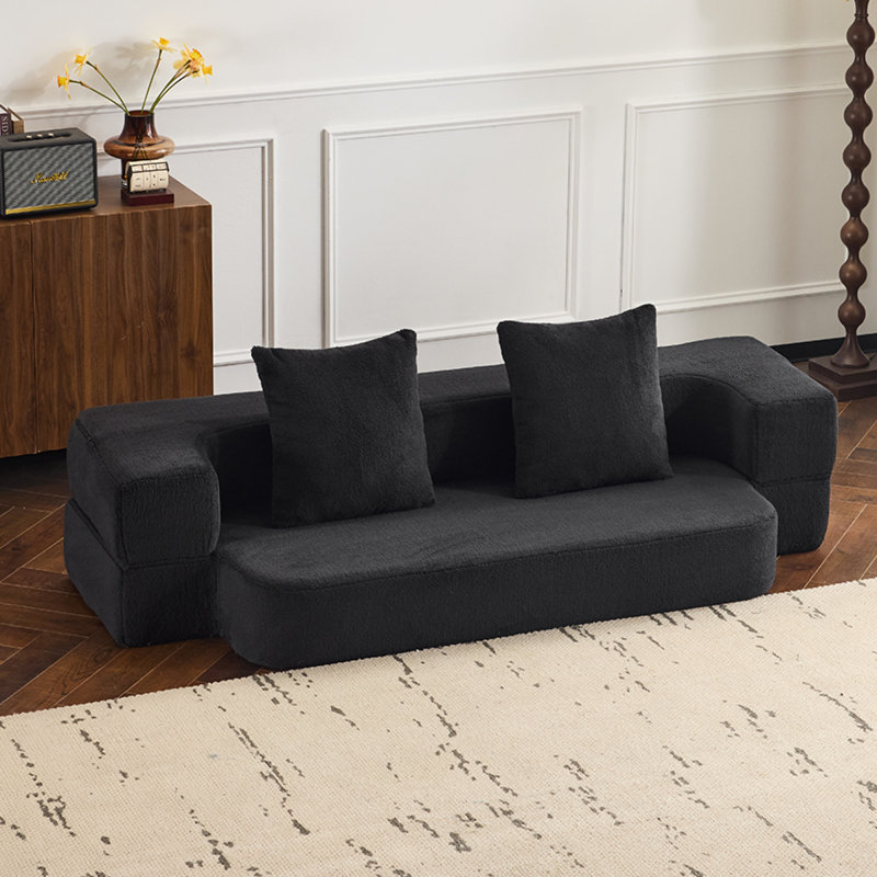 Lit modulaire en mousse transformable en fausse fourrure moderne et compact