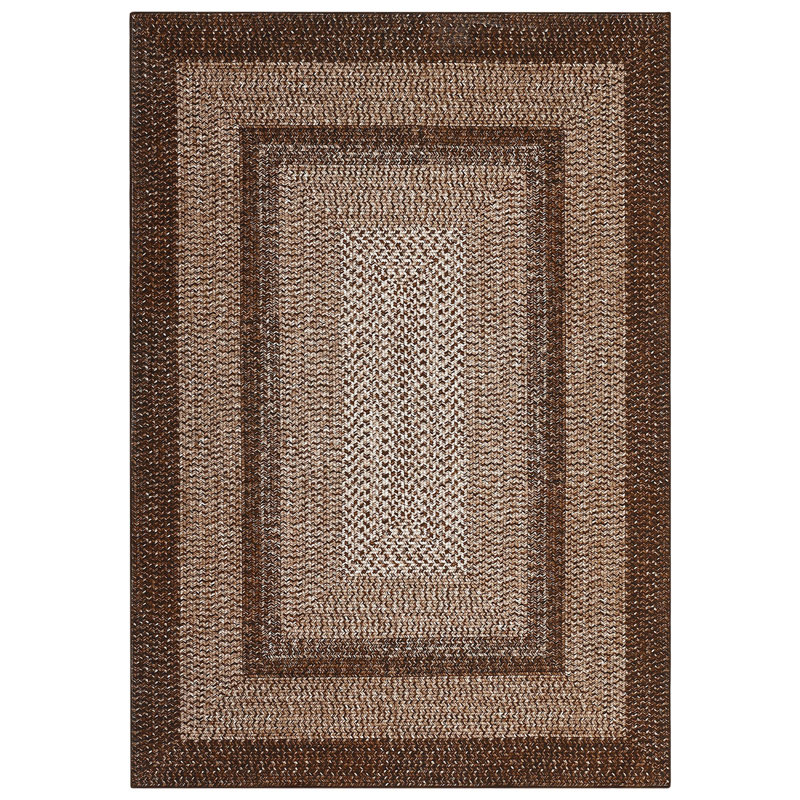 Brown Modern 5 x 7(ft) Rectangular Indoor Soft Non Slip Washable Bordered Geometric Area Rug, Rectangle 5' x 7', Brown