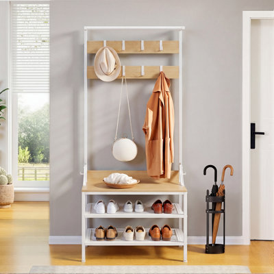 72 cm W Hall Tree with Storage Bench and Shoe Storage