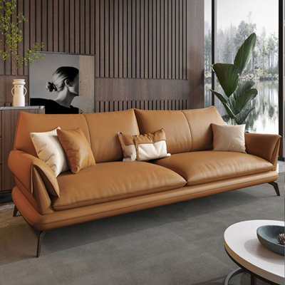 Orange Genuine Leather Standard Sofa cushion Loveseat