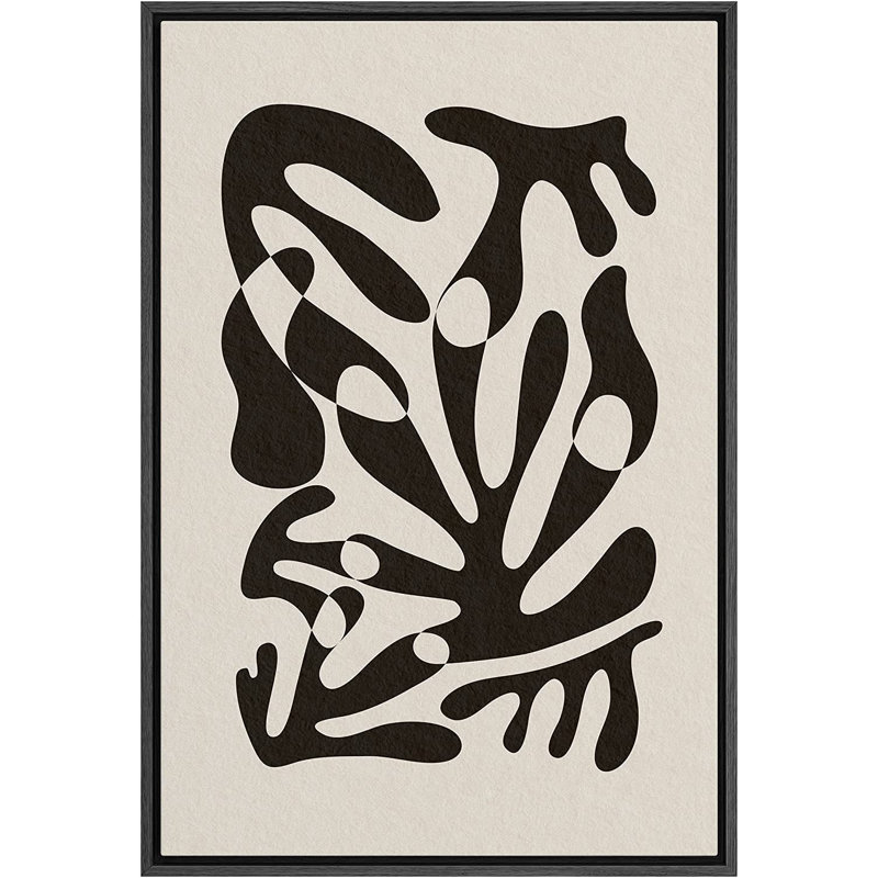 Line Symbols Abstract Shape Illustration - cadre flottant, peinture sur toile, H 24 po x l 16 po x P 1,5 po, Noir