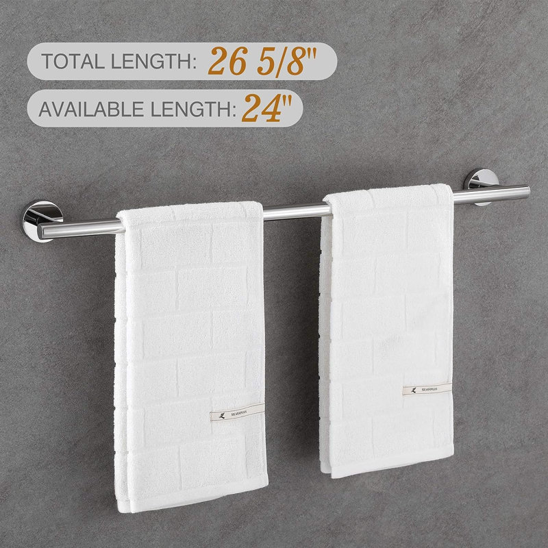 Modern 24-Inch Towel Bar Set Wall Mounted, Durable SUS304 Stainless Steel Bathroom Accessories Set, Polished Chrome