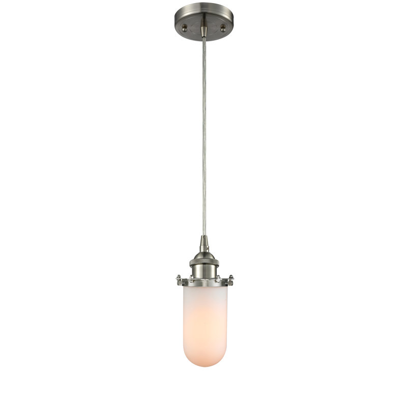 Calixta 1 - Light Single Pendant, Brushed Satin Nickel, 40" H x 6" W x 6" D, White