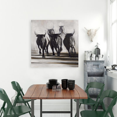 «Runing fierce bulls» - Toile pour chambre à coucher