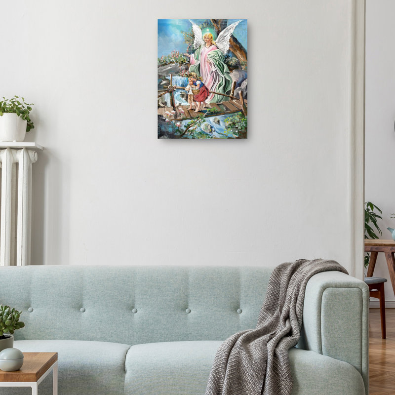 The Guardian Angel by Studio Arts Canvas Art Print, 14" H x 11" W x 1.5" D
