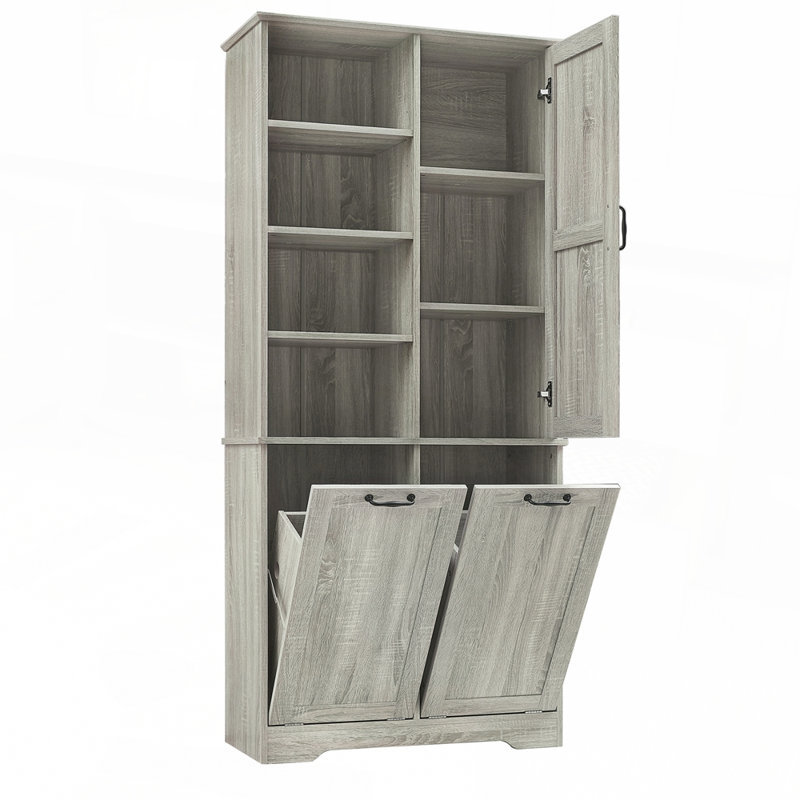 Armoire de rangement pour salle de bain avec portes et tiroirs, Chêne