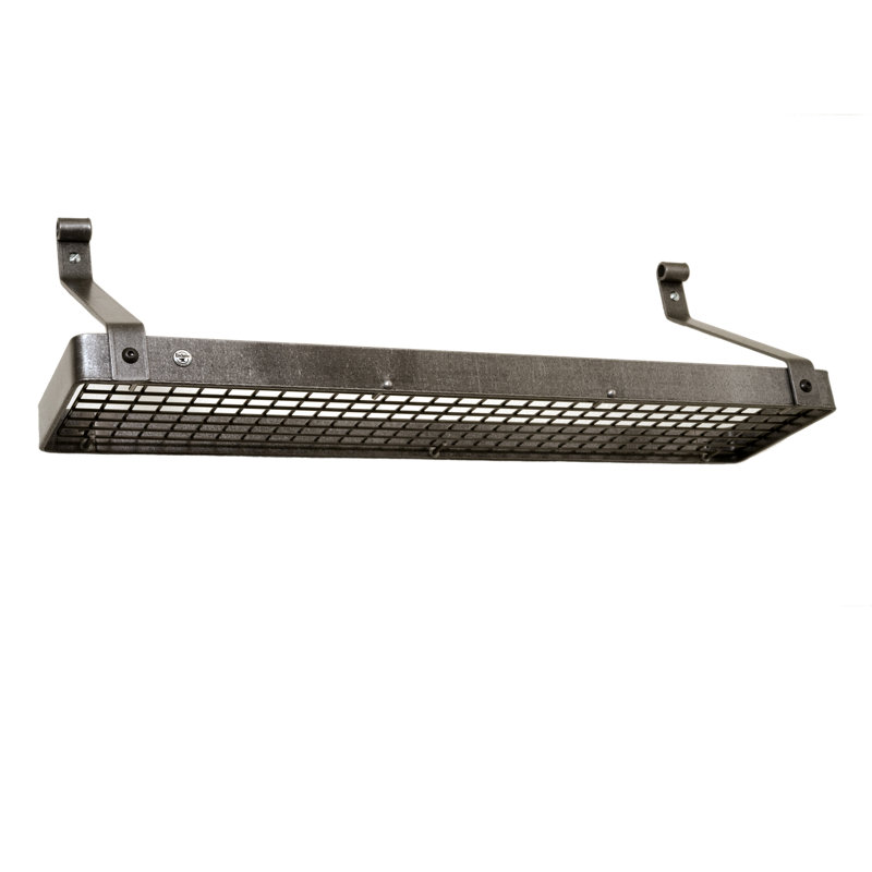 Gourmet USA Handcrafted Wall Mounted Pot Rack, Hammered Steel, 17" H x 36" W x 13" D