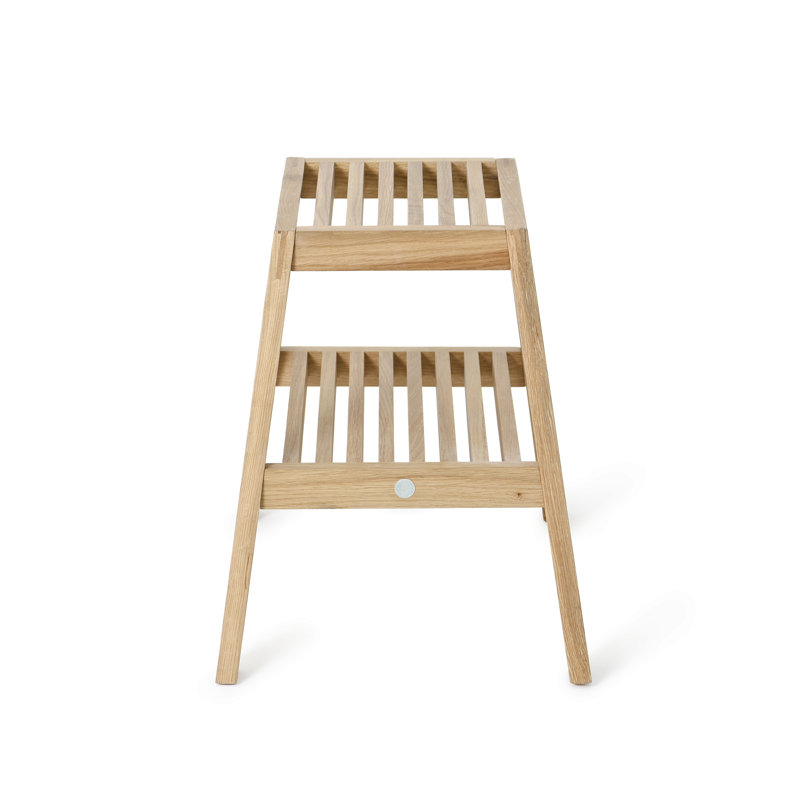 Belinda Slatted Wooden Bathroom Stool – Solid Wood Seating for Modern Bathrooms, Natural Oak