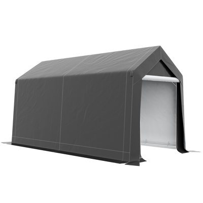 Outsunny 7' X 12' Garden Storage Tent, Heavy Duty Outdoor Shed, Waterproof Portable Shed Storage Shelter With Ventilation Window And Large Door For Bike, Motorcycle, Garden Tools, Gray