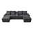 130"  U-Shaped Sofa With Console,Cupholders,6-Seat Upholstered Primary Living Space Furniture,Sleeper Couch Set With Chaise-1985694683