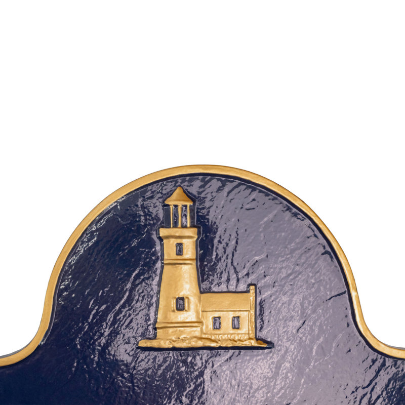 Lighthouse Princeton Garden Plaque, Yes, Wall, Sea Blue/Gold