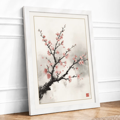 Spring Blossom Branch Japandi - Framed Print
