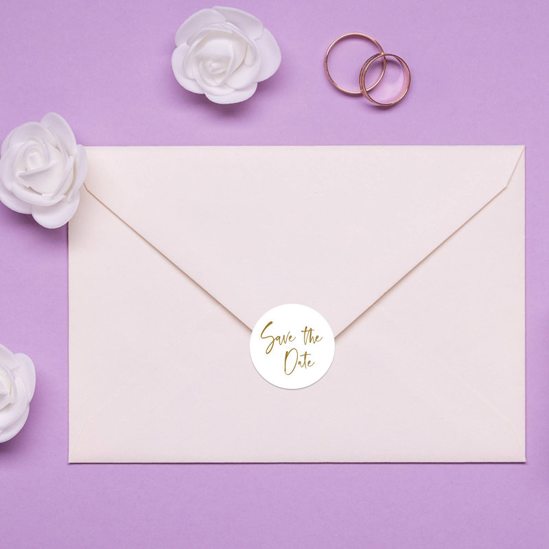 Autocollant «Save The Date», motif doré cursif, cachets «Save the Date» pour invitations de mariage, sceaux d'enveloppe, autocollant d'enveloppe, paquet de 120