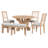 5-piece Rustic Charm Round Dining Set with 3 Upholstered Chairs and Curved Bench for Dining Room, Kitchen and Living Room (Natural)-669362652