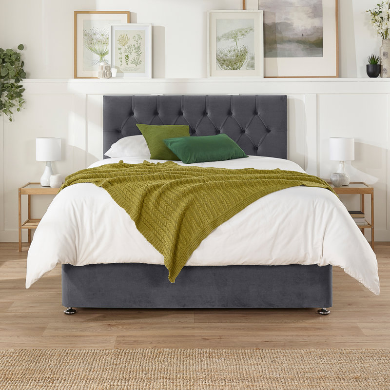 Orason Pocket Memory Divan Bed Set, 2 Drawers, Double (4'6), Grey
