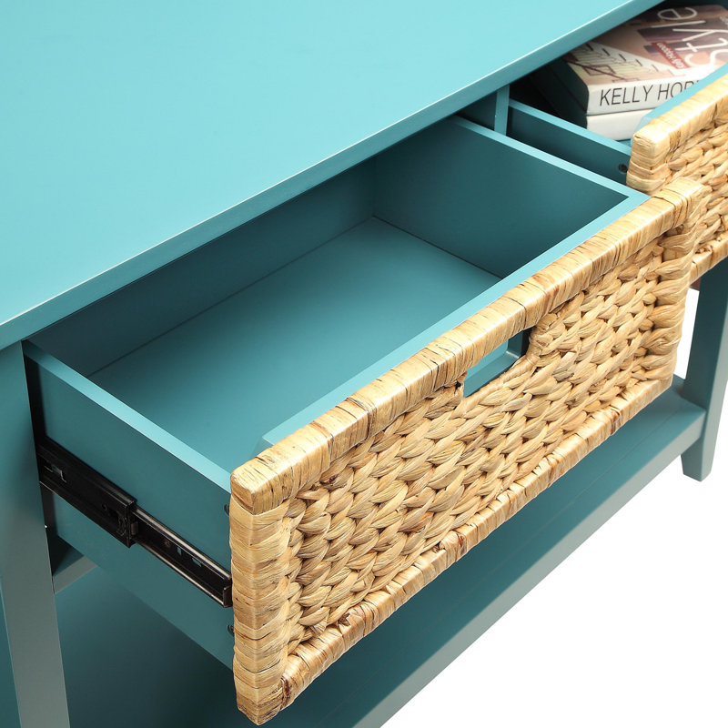 Console avec tablette inférieure, Bleu sarcelle en double