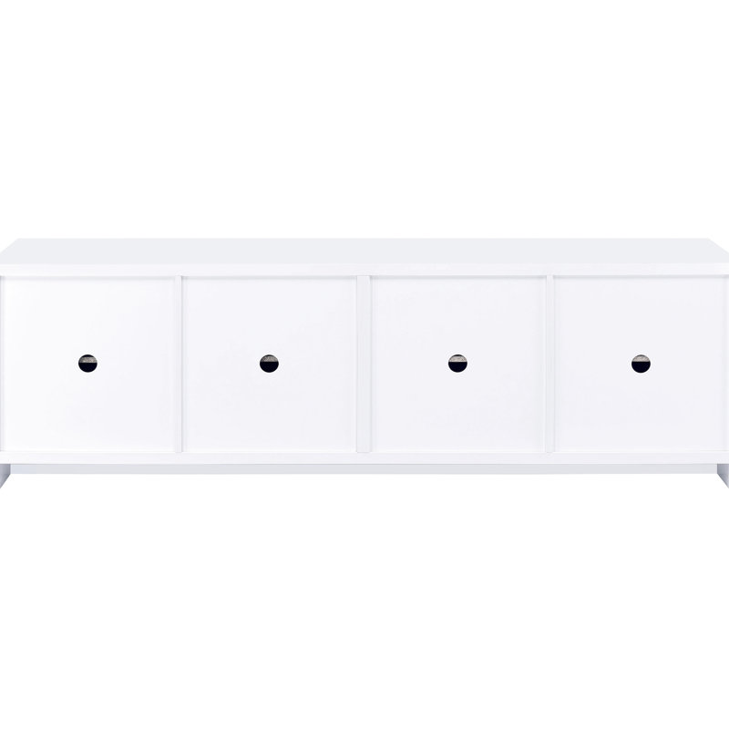 Meuble télé blanc avec 4 portes en bois d'ingénierie avec rangement | Idée de cadeau