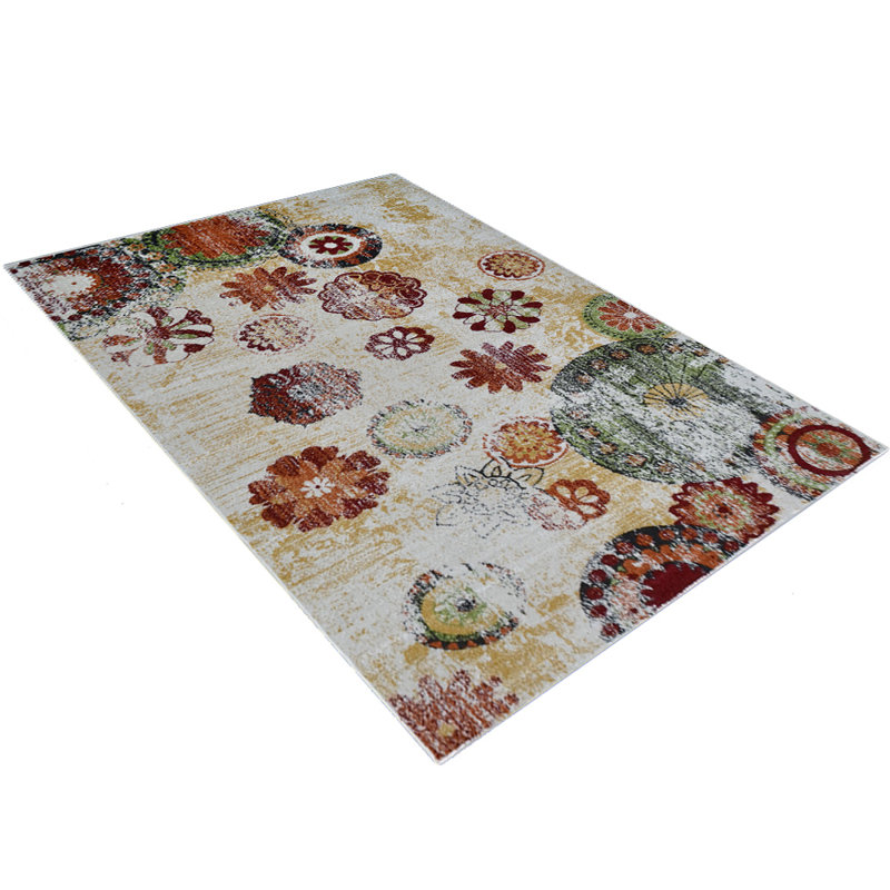 Crayton Machine Made Heatset Polypropylene Area Rugs - Rectangle, Beige Color, Floral Modern Design, Low Pile Machine Made Area Rugs for Living Room, Bed Room
