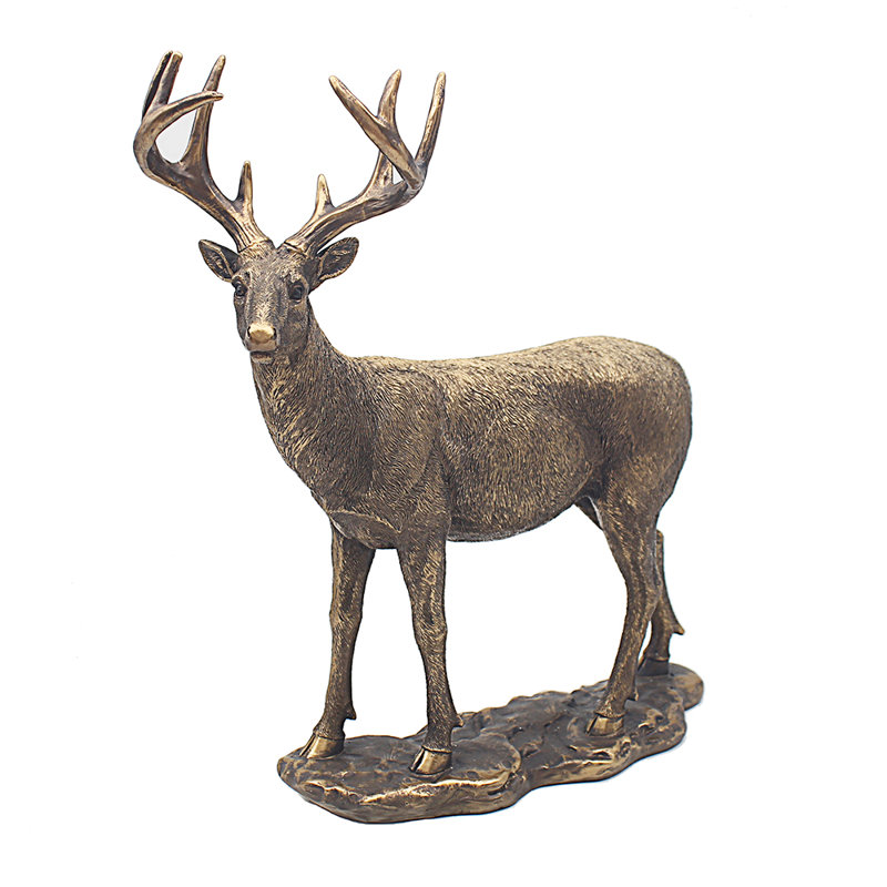 Jeffenese Large Bronzed Deer Ornament Figurine