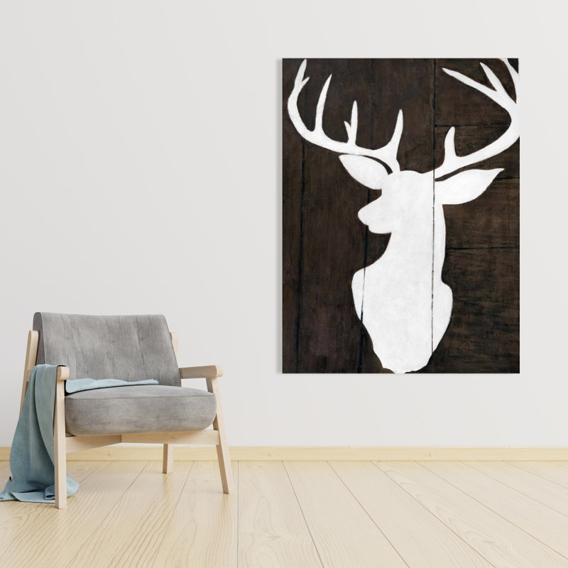 Silhouette d'un cerf sur bois - Toile animalière pour la décoration intérieure