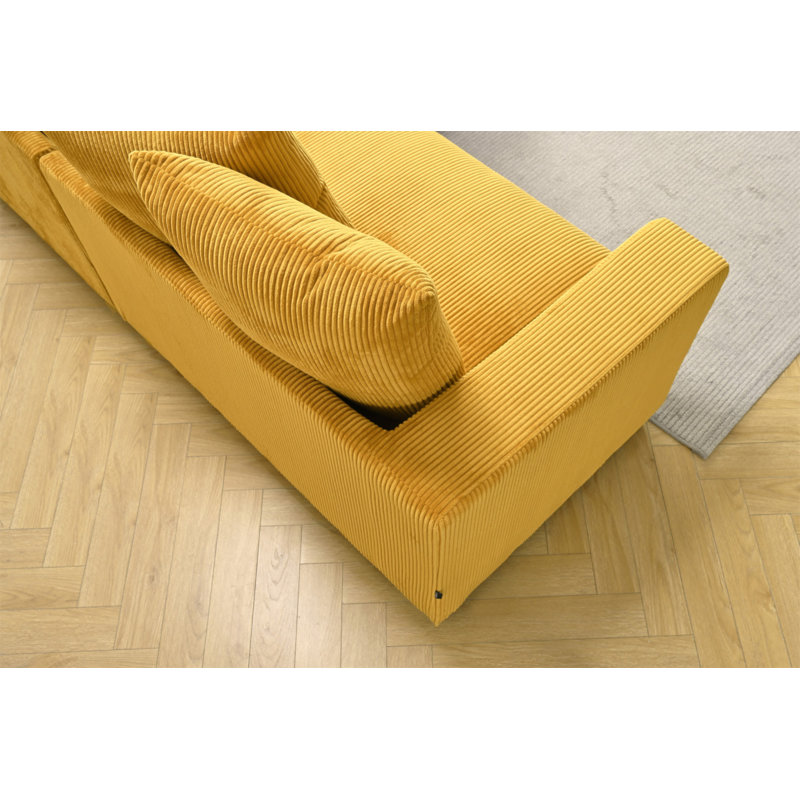 Très grand canapé modulaire faisant face à gauche deux pièces de luxe pour le salon, canapé en L de 102,4 po avec méridienne, revêtu de tissu velours côtelé, gingembre