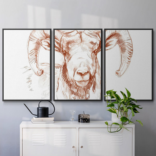 Rosalind Wheeler Big Horn Sheep II 3 Pieces | Wayfair