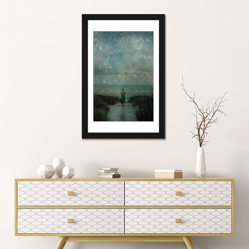 « céleste », impression sur toile, H 24 po x l 16 po x P 1 po, Papier d'art encadré noir, Blanc