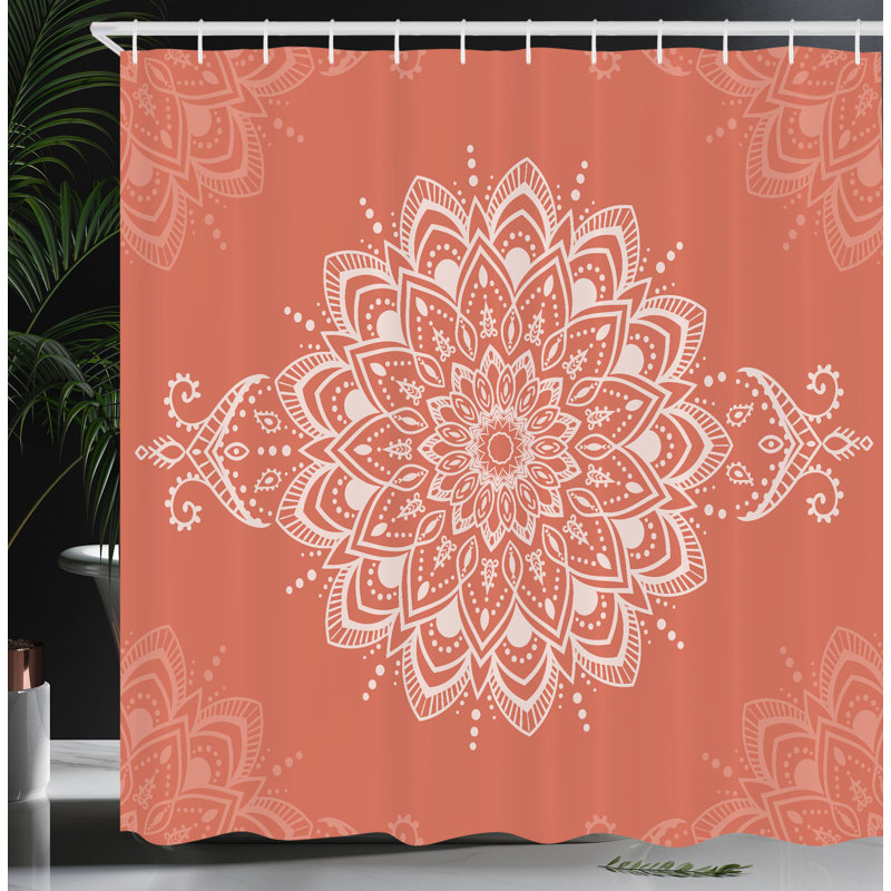 Floral Shower Curtain with Hooks Included, Pale Purpleblue, 84" H x 69" W