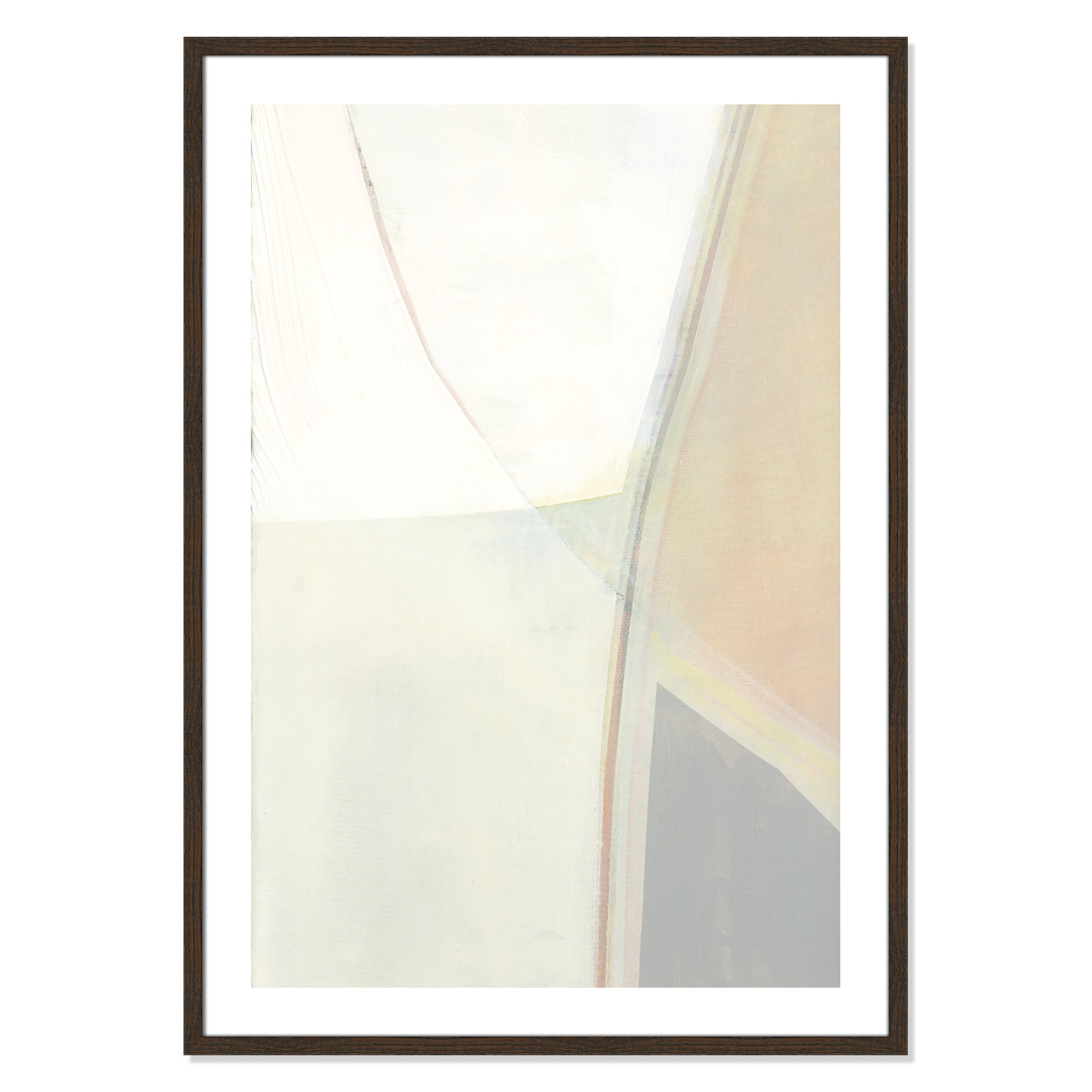 Alexandria "In Neutral II" Painting by Cartissi, 41.5" H x 29.5" W x 0.75" D, Walnut Wood Framed Paper