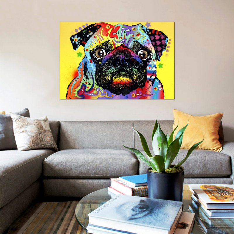 Pug by Dean Russo - Print on Canvas, 101.6 cm H x 66.04 cm W x 1.91 cm D, No Frame