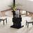 Wood Pedestal Round Dining Table Tempered Glass Top