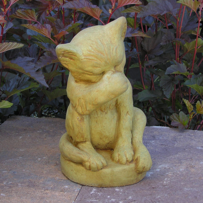 Statue à laver chat, Bronze patiné