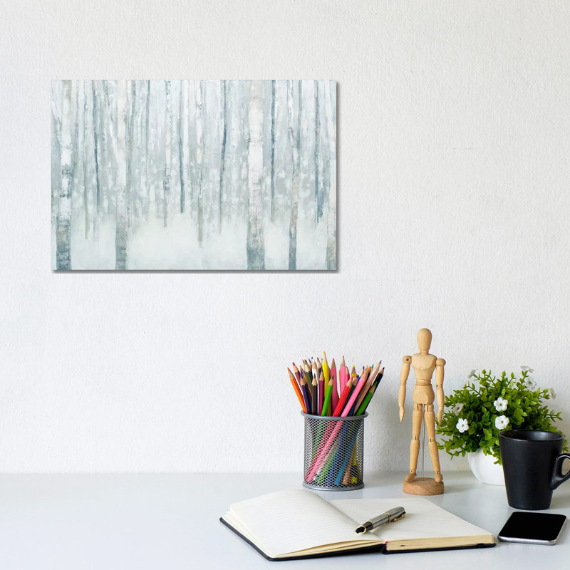 Birches In Winter II by Julia Purinton - Print on Canvas, 20.32 cm H x 30.48 cm W, Wrapped Canvas