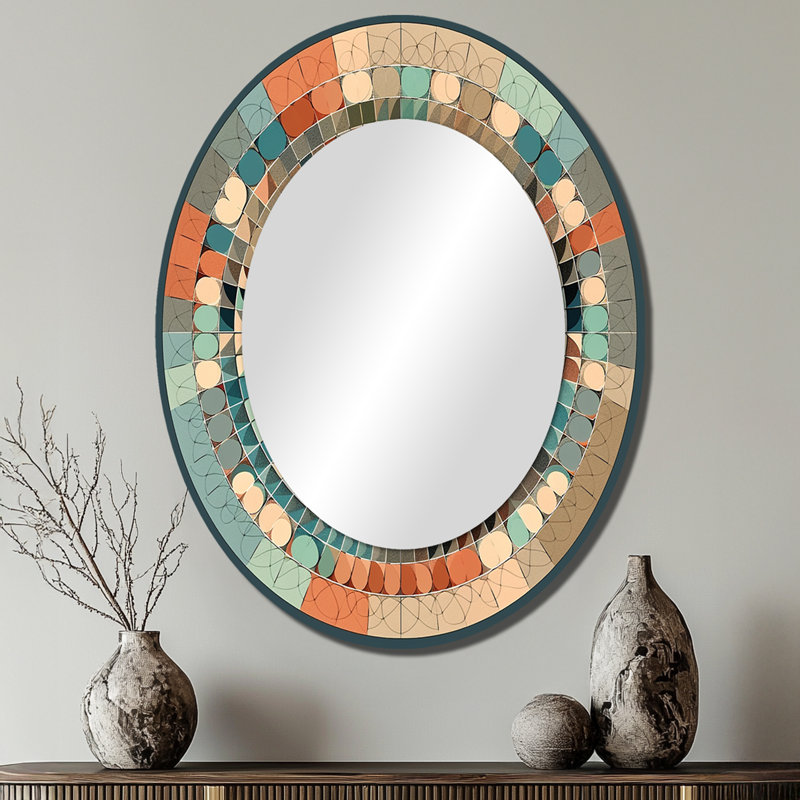 The Great Mystery Vintage Mandala Illustration IV - Abstract Oval Decorative Mirror On Metal, 40" x 30"