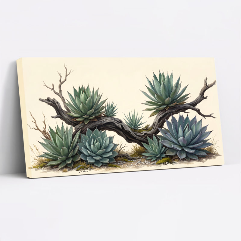 Ensemble de 1 tableau sur toile représentant une branche succulente, 40“W x 20”H, Wrapped Canvas